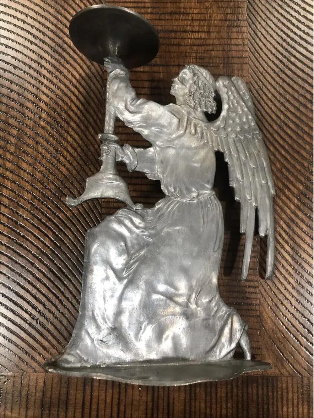 Vtg Pewter Kneeling Angel Candleholder‎ Made In West Germany Celestial Religious
